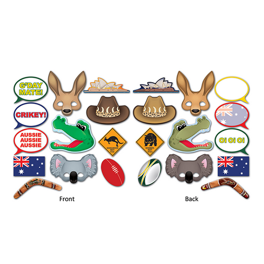 Australian Photo Booth Props Fun Signs (Pack of 12)