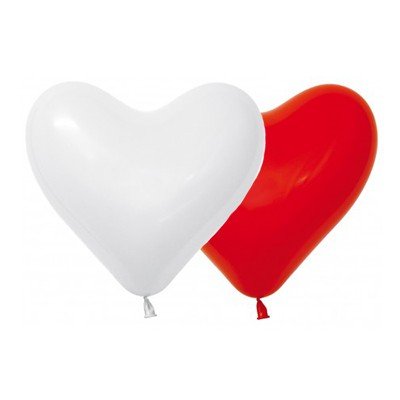 Sempertex 28cm Hearts Fashion Red & White Latex Balloons, 12PK