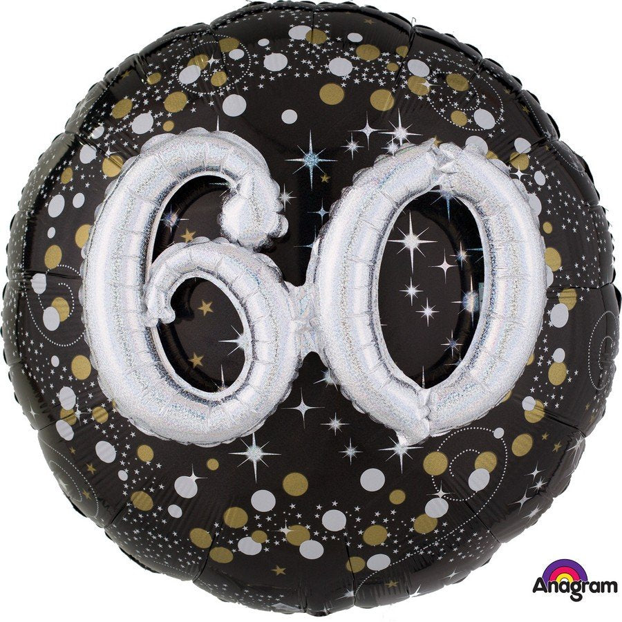Multi-Balloon Holographic Sparkling Birthday 60