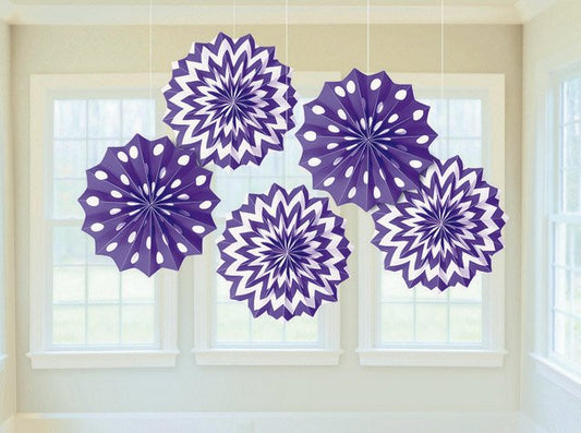 Fan Decorations Printed Paper  New Purple