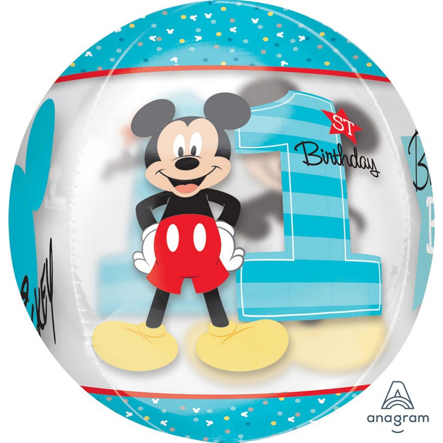 Orbz XL Mickey 1st Birthday Clear