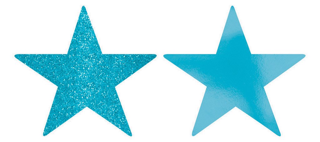 Solid Star Cutouts Foil & Glitter - Caribbean Blue