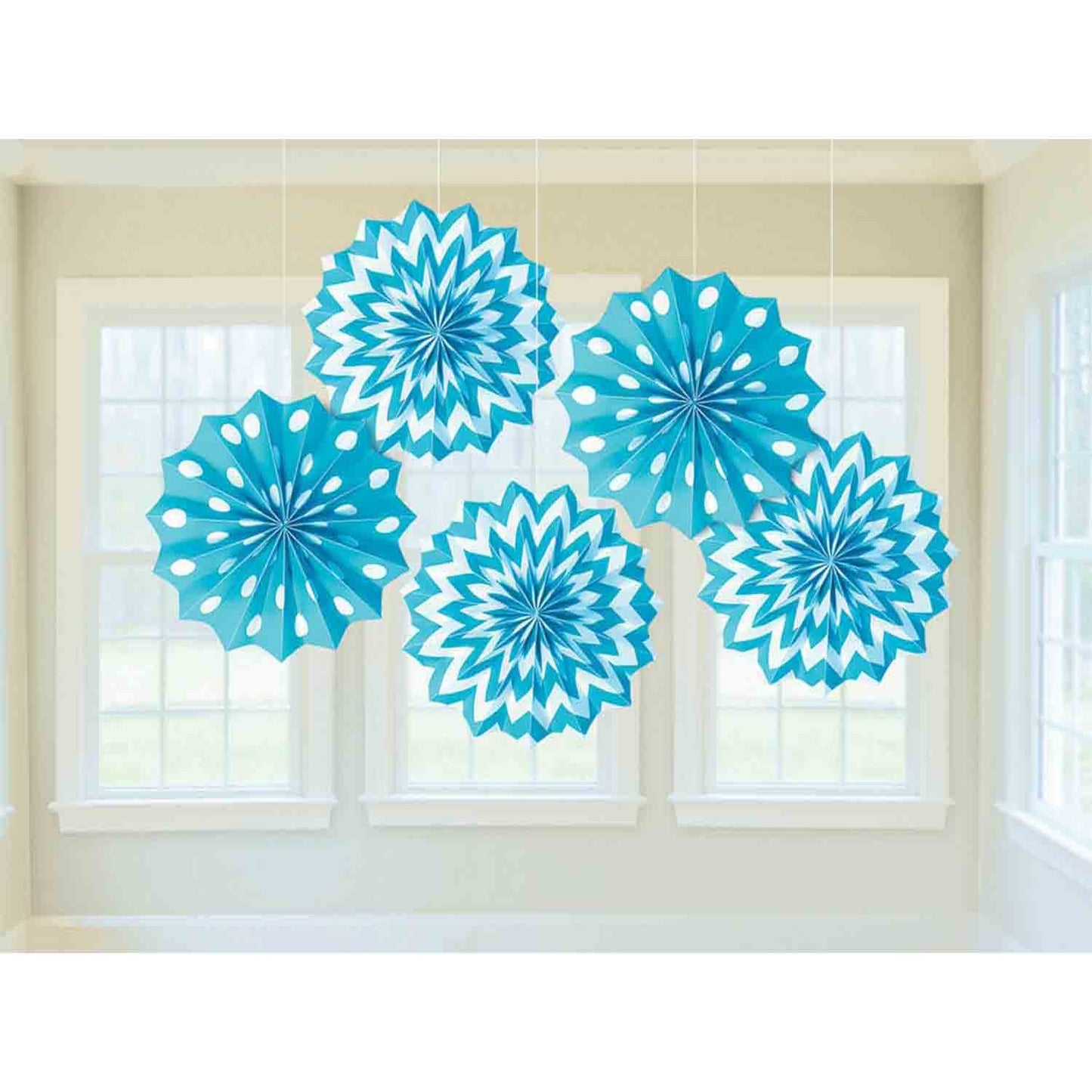 Fan Decorations Printed Paper Caribbean Blue