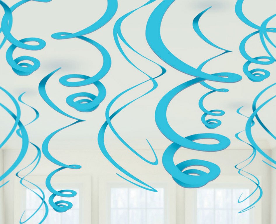 Plastic Swirl Decorations - Caribbean Blue
