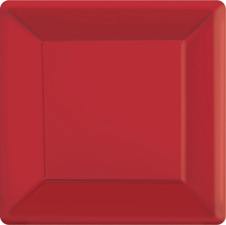 Paper Plates 26cm Square 20CT - Apple Red