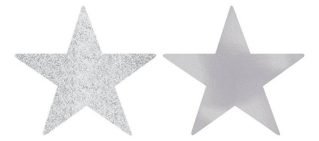 Solid Star Cutouts Foil & Glitter - Silver