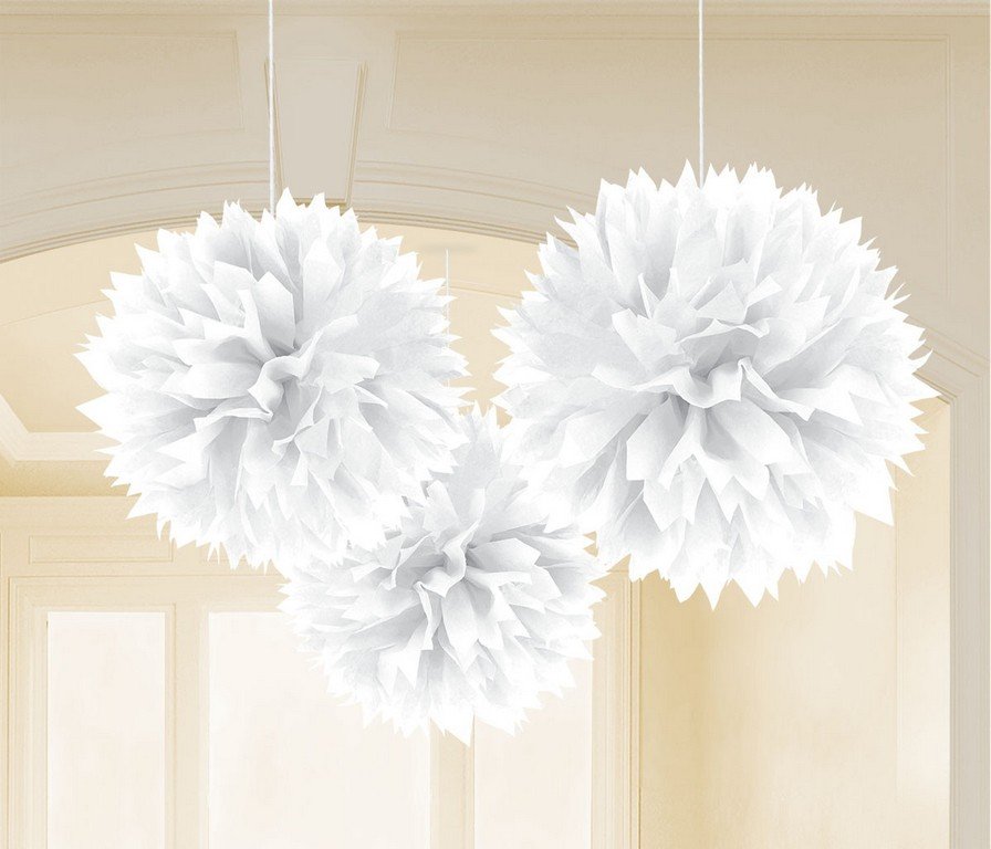 Fluffy Tissue Decorations - White