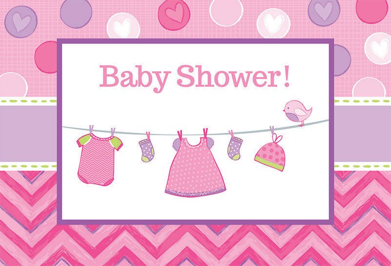 Shower with Love Girl Postcard Invitations