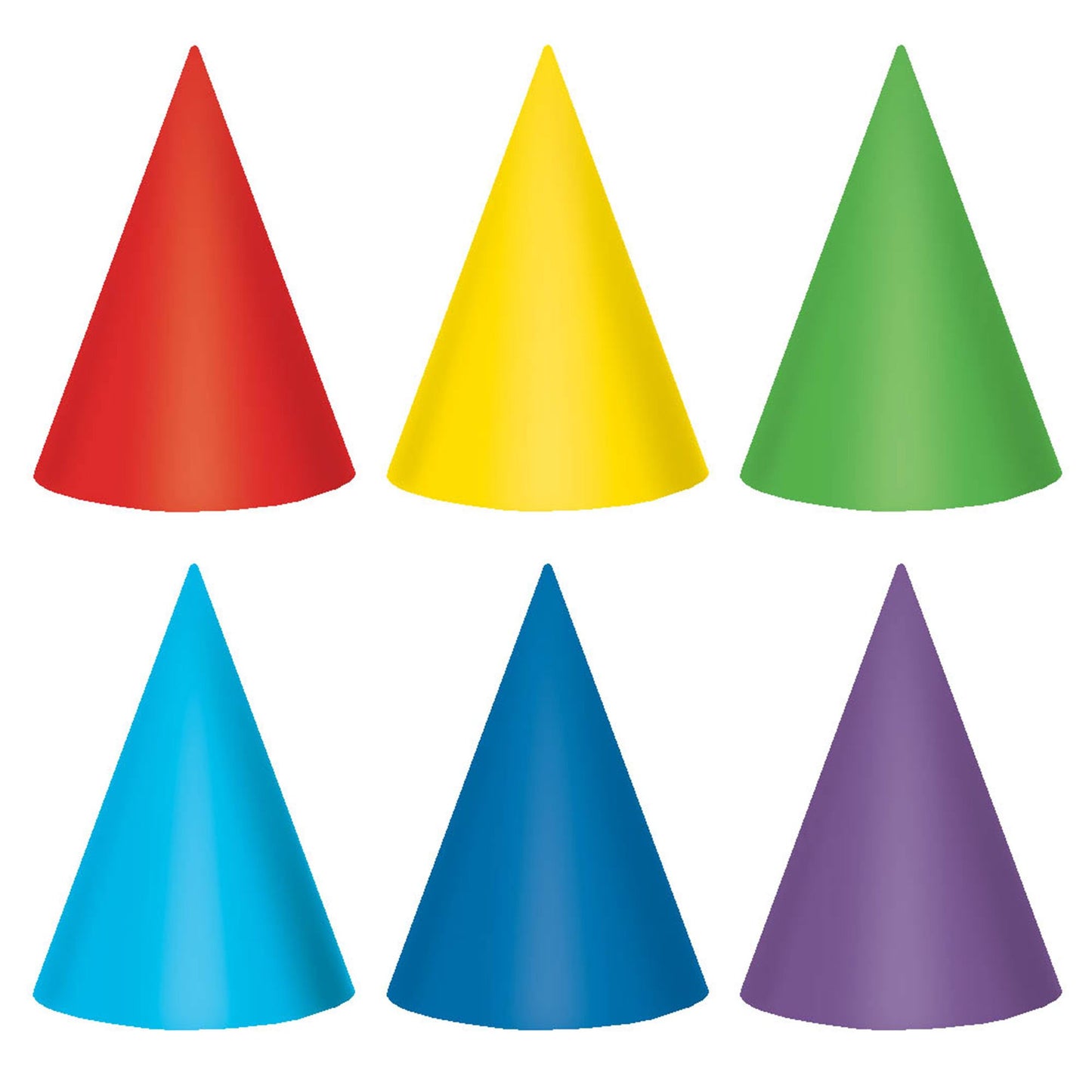 Party Cone Hats 17cm Primary
