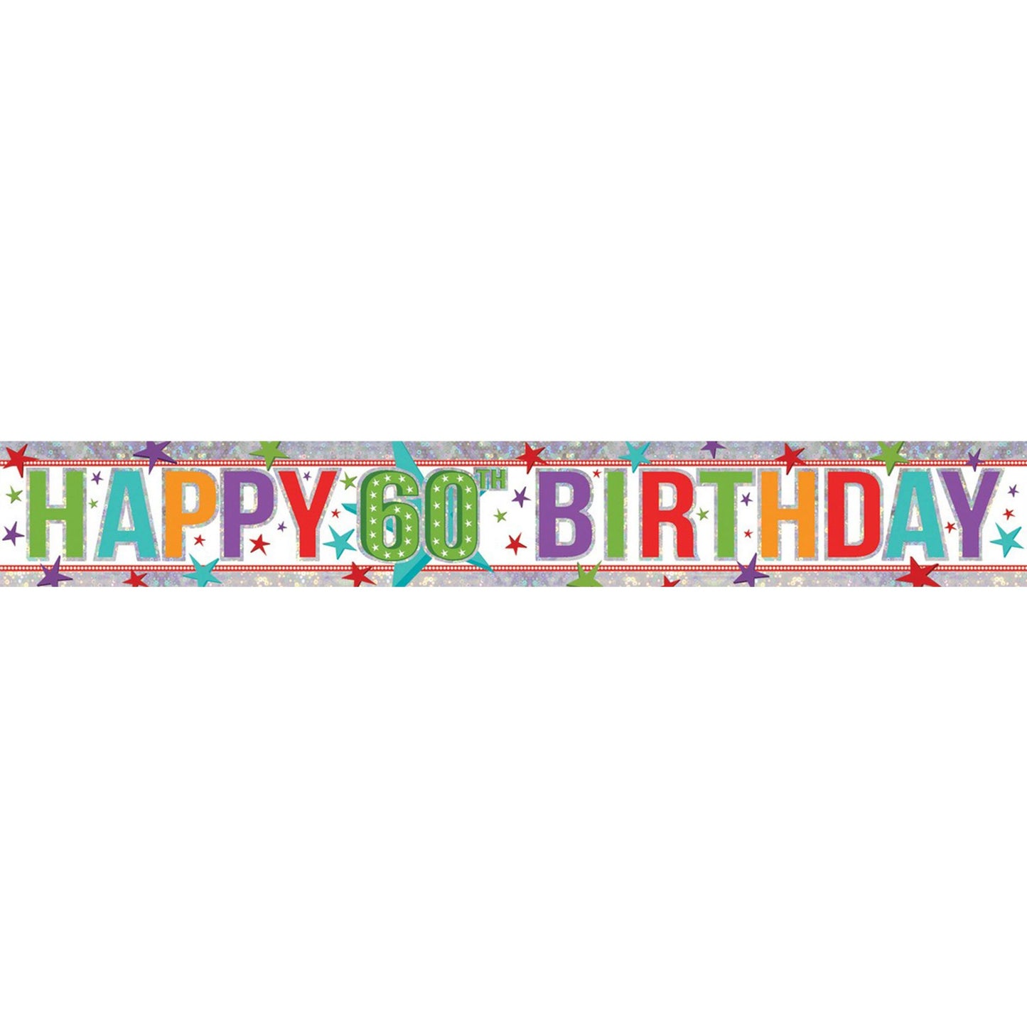 Banner Holographic Happy Birthday 60th Multi