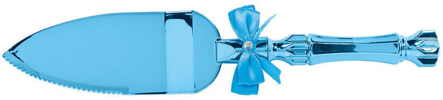 Cake Server Blue - Electroplated Plastic with Bow & Gem