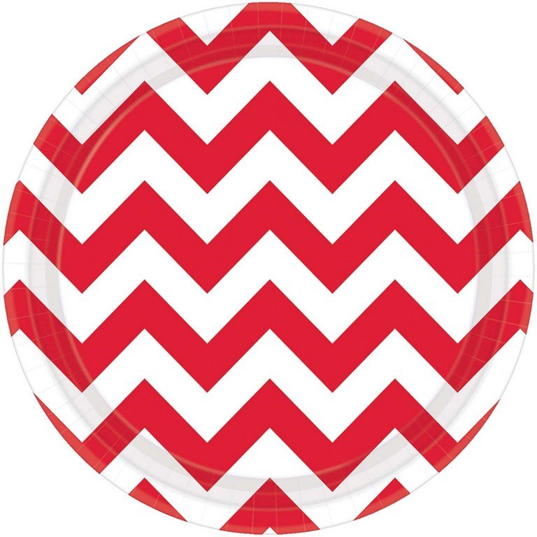 Chevron 17cm Round Plates Apple Red
