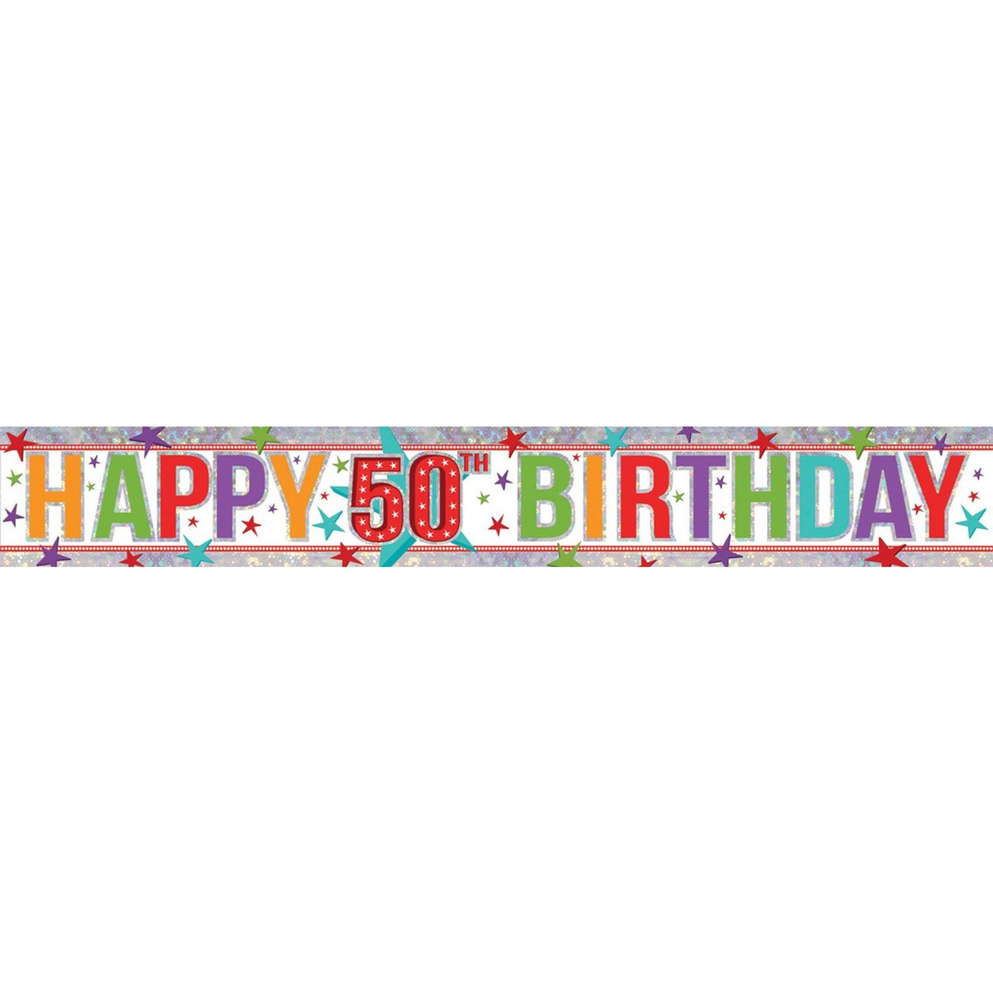 Banner Holographic Happy Birthday 50th Multi