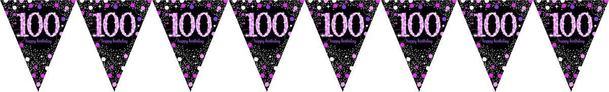 Pink Celebration 100 Prismatic Pennant Banner - Plastic