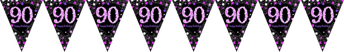 Pink Celebration 90 Prismatic Pennant Banner - Plastic