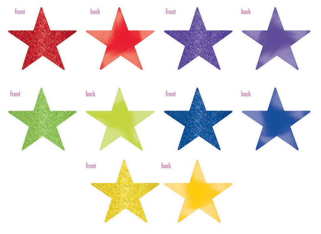 Solid Star Cutouts Foil & Glitter - Rainbow