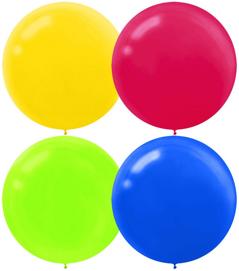 Latex Balloons 60cm 4 Pack Assorted