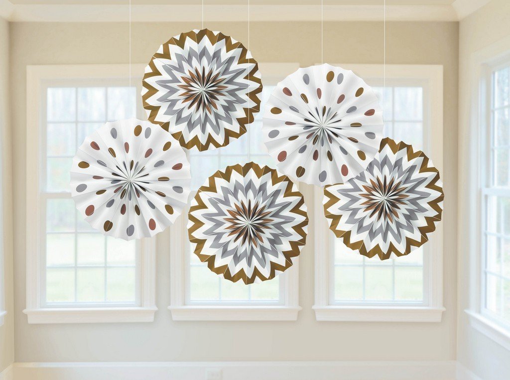 Fan Decorations Printed Paper Mixed Metallic