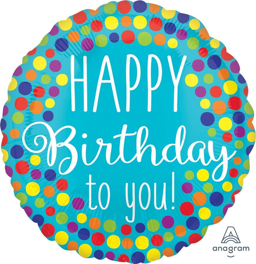 45cm Standard HX Happy Birthday to You Dots