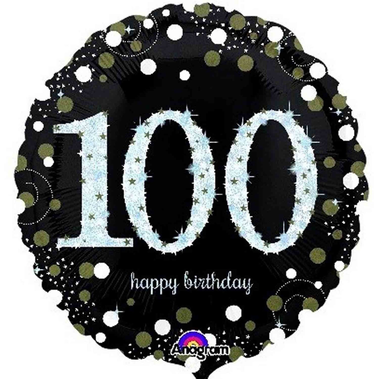 45cm Standard Holographic Sparkling Birthday 100