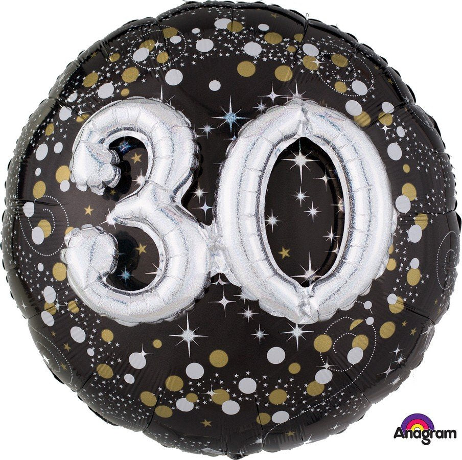 Multi-Balloon Holographic Sparkling Birthday 30