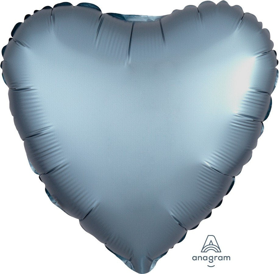 45cm Standard HX Satin Luxe Steel Blue Heart
