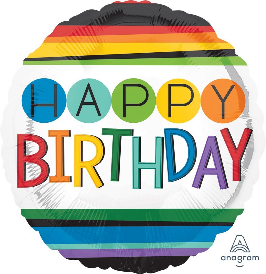 45cm Standard HX Rainbow Happy Birthday