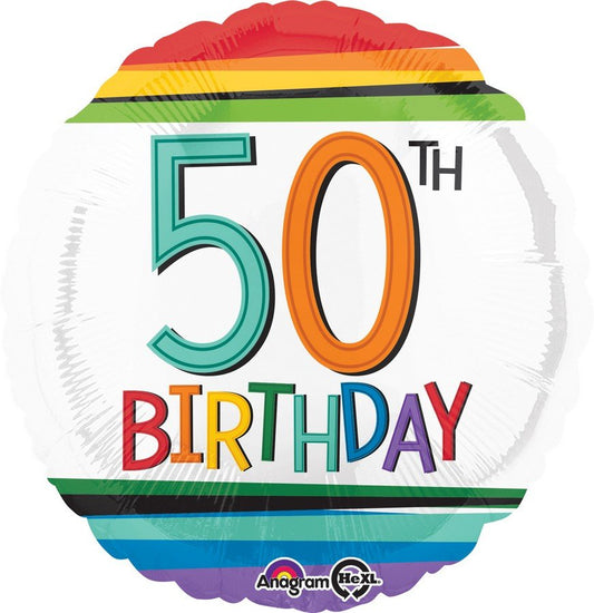 45cm Standard HX Rainbow Birthday 50