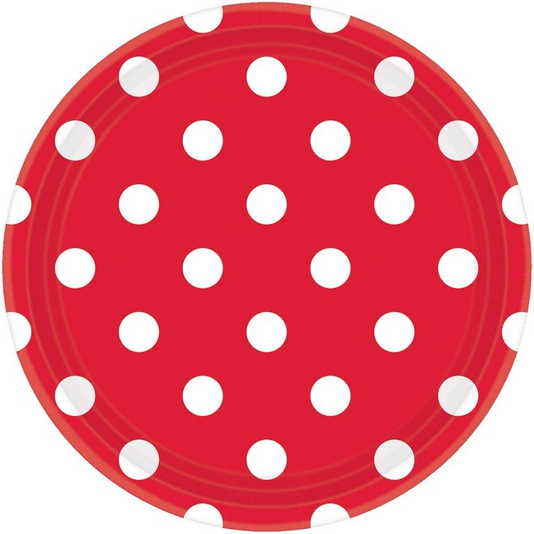 Dots 17cm Round Paper Plates Apple Red