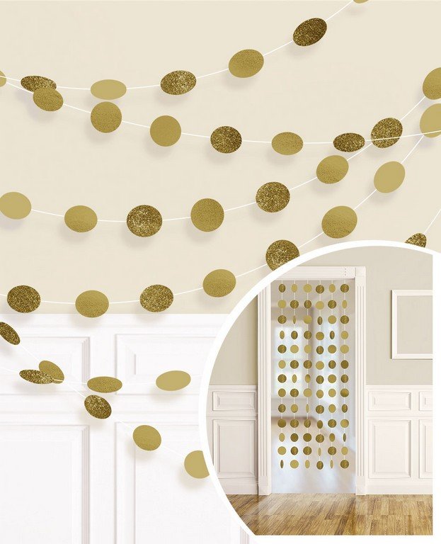 String Decorations Glitter Round Gold