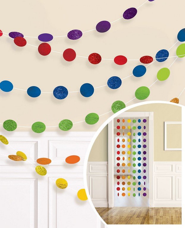 String Decorations Glitter Round Rainbow