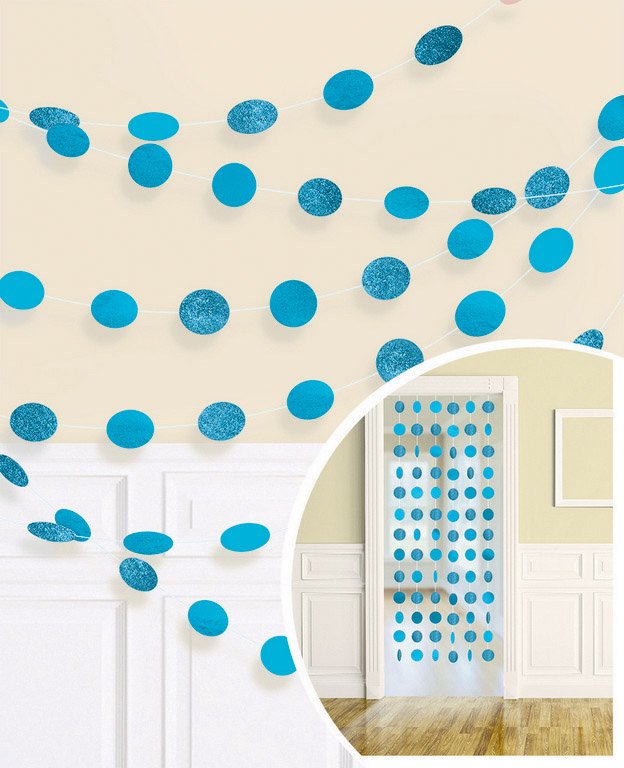 String Decorations Glitter Round Caribbean Blue