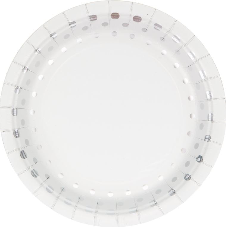 Sparkle & Shine Silver Lunch Plates Paper & Foil Stamped 18cm