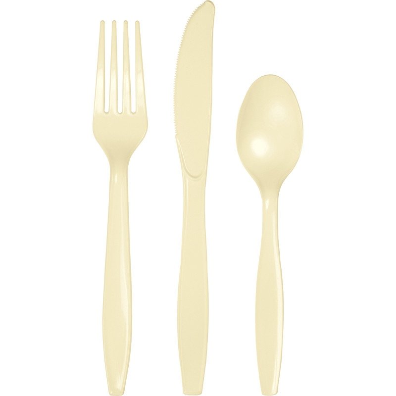 Ivory Cutlery Set Plastic