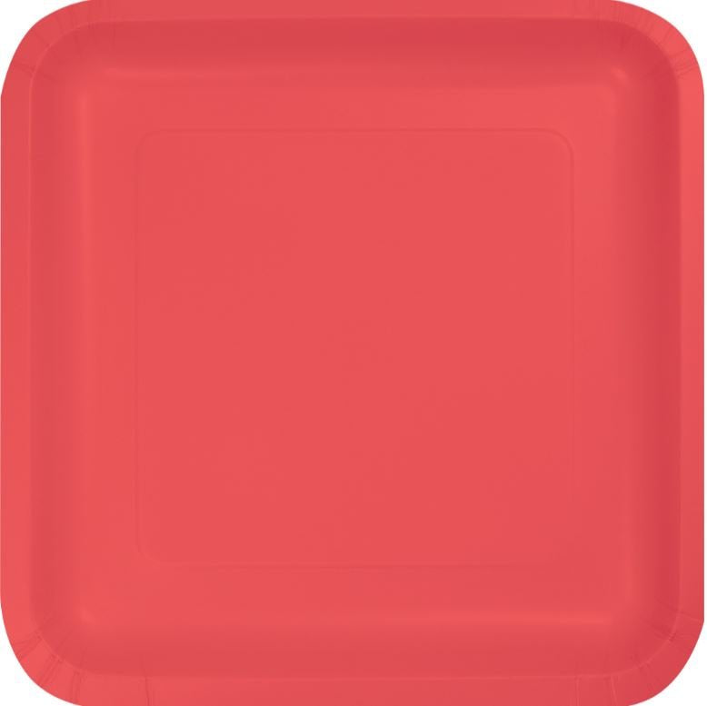 Coral Square Dinner Plates Square Paper 23cm