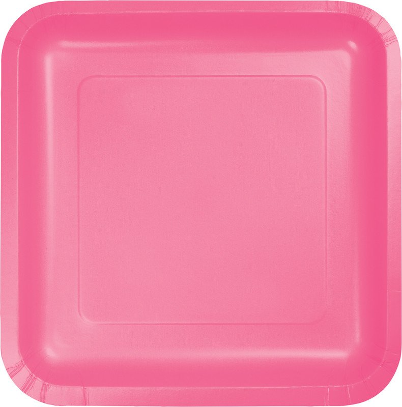 Candy Pink Square Dinner Plates Paper 23cm