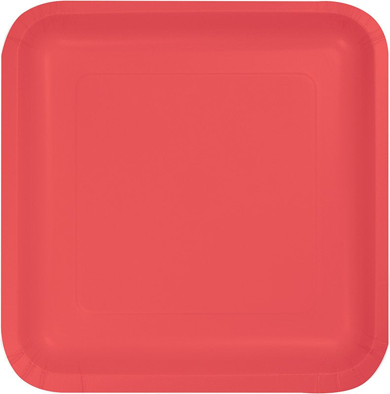Coral Square Lunch Plates Paper 18cm