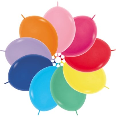 Sempertex 28cm Link O Loon Fashion Assorted Latex Balloons, 25PK