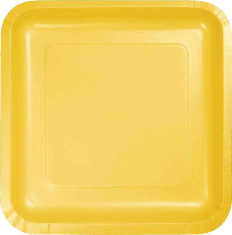 School Bus Yellow Square Dinner Plates Paper 23cm