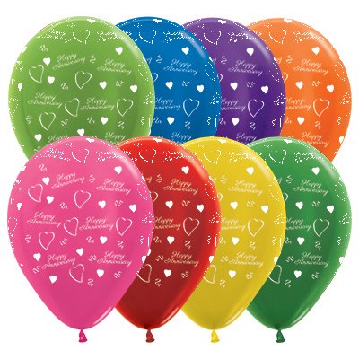Sempertex 30cm Anniversary Metallic Assorted Latex Balloons, 25PK