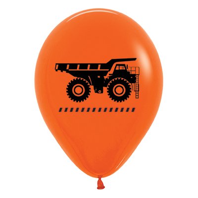 Sempertex 30cm Construction Trucks Fashion Orange Latex Balloons, 25PK