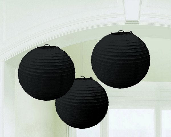 Round Paper Lanterns - Jet Black