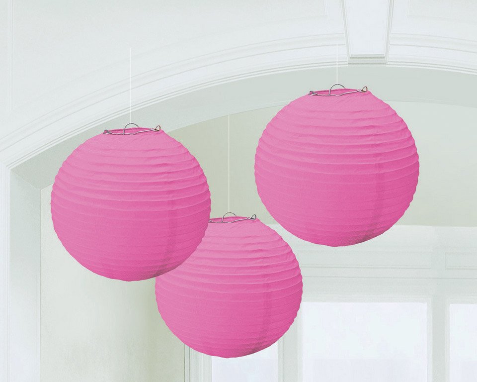 Round Paper Lanterns - Bright Pink