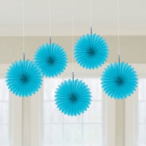 Mini Fan Decorations - Caribbean Blue