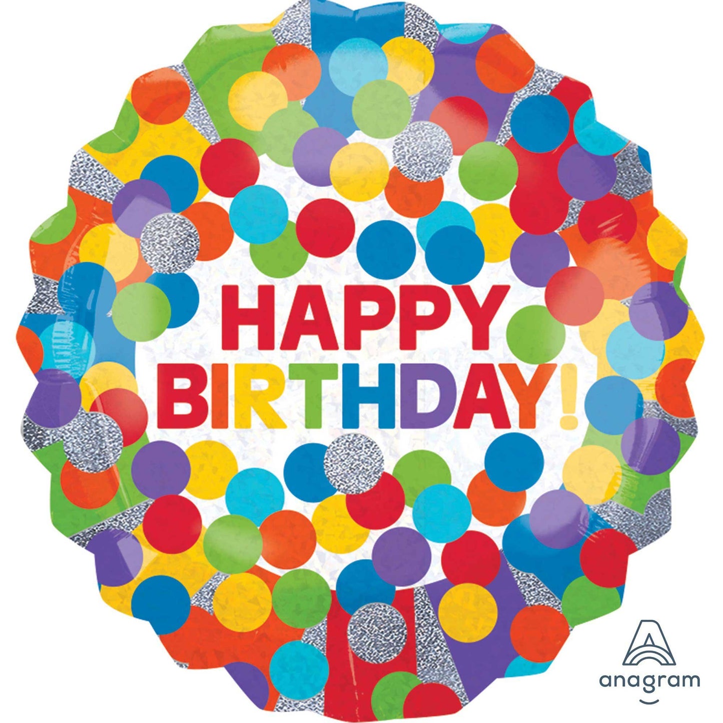 Jumbo Shape Holographic Primary Rainbow Birthday