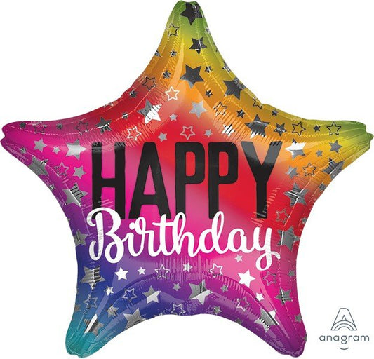 45cm Standard XL Rainbow Star Happy Birthday Star