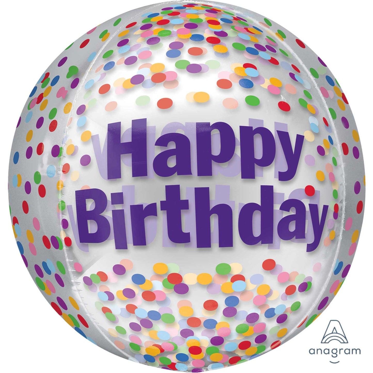 Orbz XL Happy Birthday Funfetti Clear