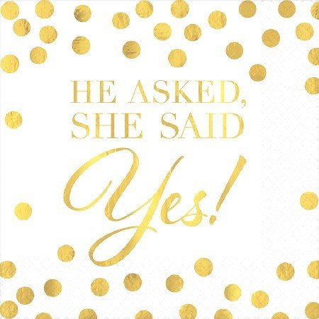 He Asked Beverage Napkins - Foil Hot-Stamped