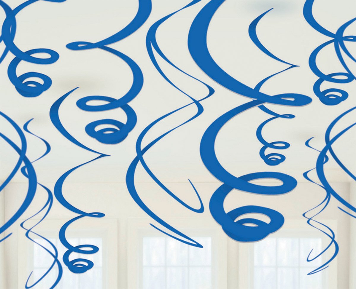 Plastic Swirl Decorations - Bright Royal Blue