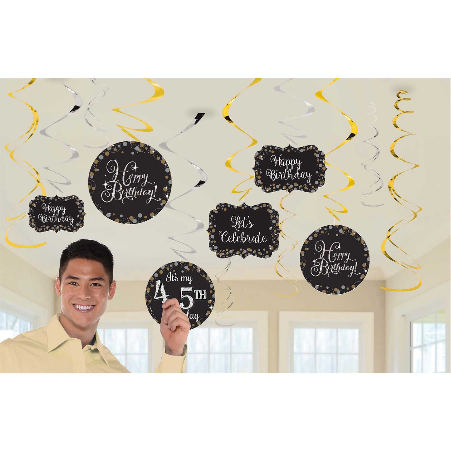 Sparkling Celebration Add Any Age Hanging Swirl Decorations